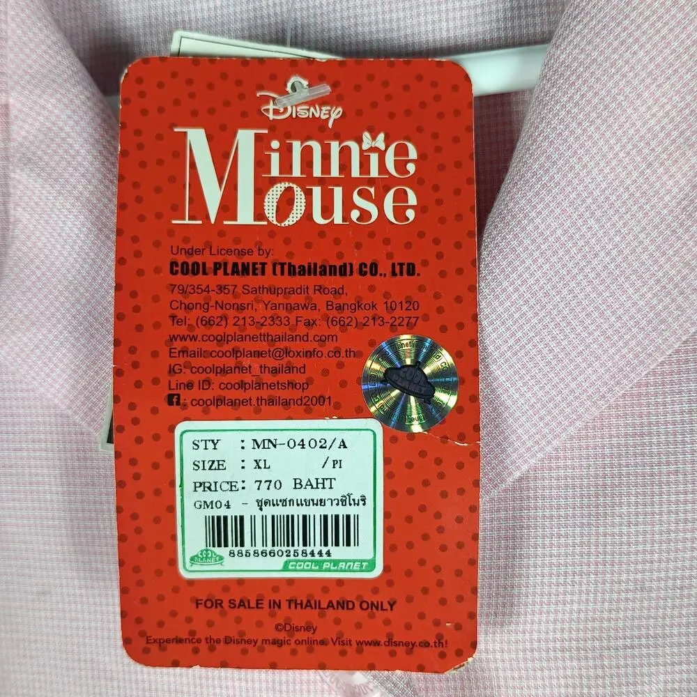 Disney Minnie Mouse Nightgown Women Size XL Pink Button Up Sleep Shirt Pajamas - Picture 9 of 13